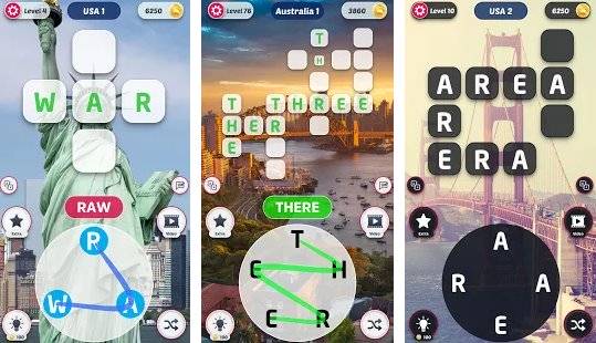 Gameplay screenshot from word explore travel the world for Android