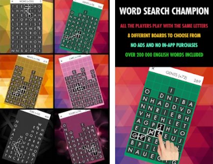 Gameplay screenshot from word search champion pro for Android