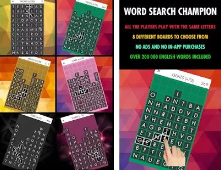 Gameplay screenshot from word search champion pro for Android
