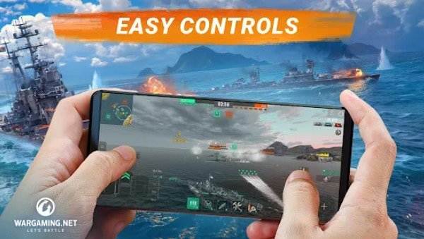 Gameplay screenshot from world of Warships blitz gunship action war game for Android