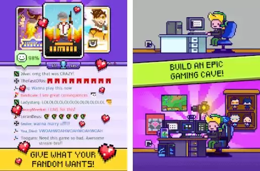 Gameplay screenshot from x streamer livestream simulator clicker game for Android