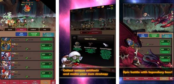 Gameplay screenshot from yellow monster idle action rpg for Android