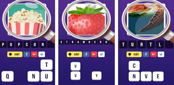 Gameplay screenshot from zoom pic close up picture quiz for Android