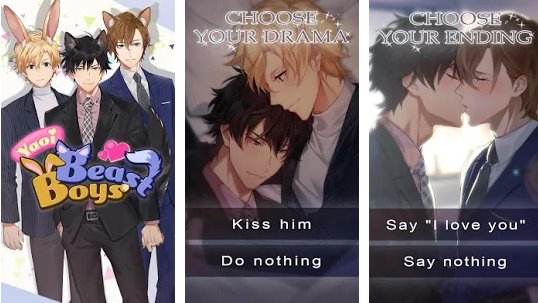 Gameplay screenshot from yaoi beast boys anime romance game for Android