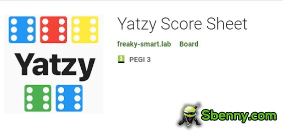 yatzy Scoresheet