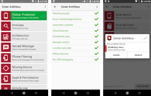 Gameplay screenshot from zoner mobile security for Android