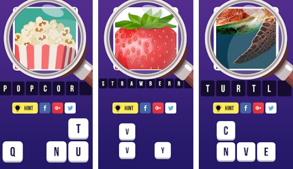 Gameplay screenshot from zoom pic close up picture quiz for Android