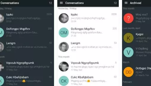Gameplay screenshot from yaata sms mms messaging for Android