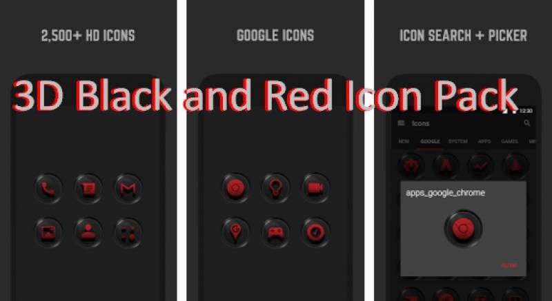 3D Black and Red Icon Pack MOD APK