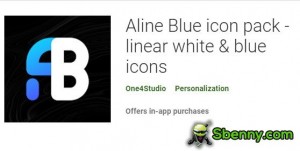 Aline Blue icon pack - linear white &amp; blue icons MOD APK