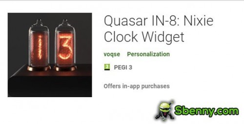 Quasar IN-8: APK MOD ta 'Widget Nixie Clock