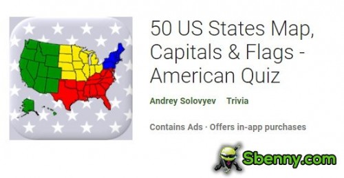 Mapa 50 států USA, hlavní města a vlajky - Americký kvíz MOD APK